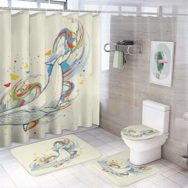 Whale in Ocean Dive on a shower curtain