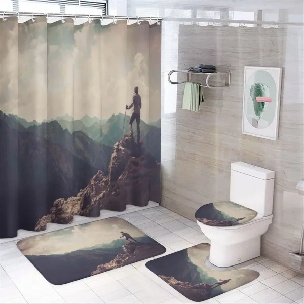 Woman Hiker on Top on a shower curtain