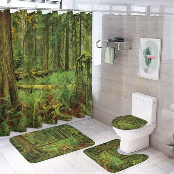 Woodland Bushes Moss on a shower curtain
