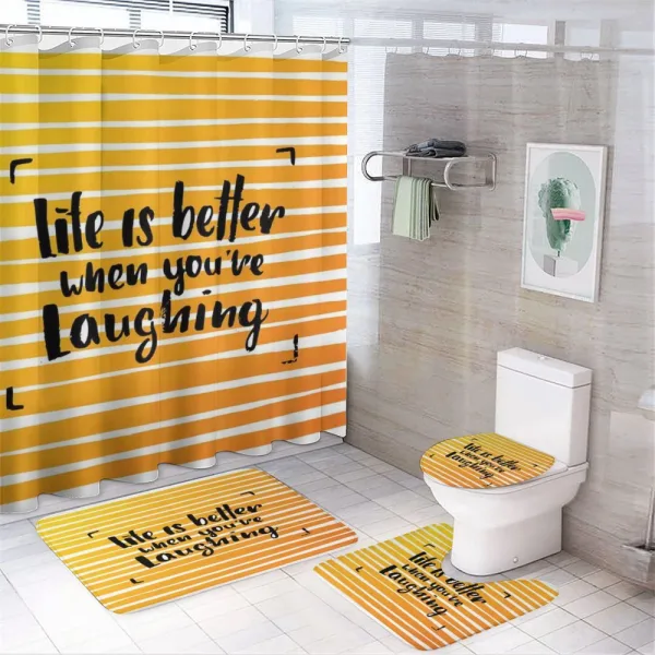 Always Laugh Striped on a shower curtain