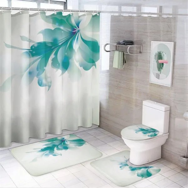 Blue Ombre Flowers on a shower curtain