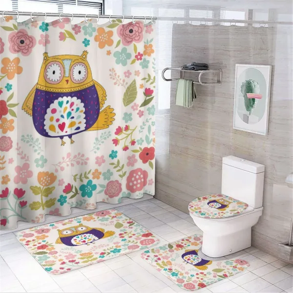 Colorful Bird and Flowers on a shower curtain