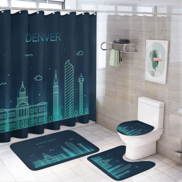 Denver Metropolis Landmark on a shower curtain