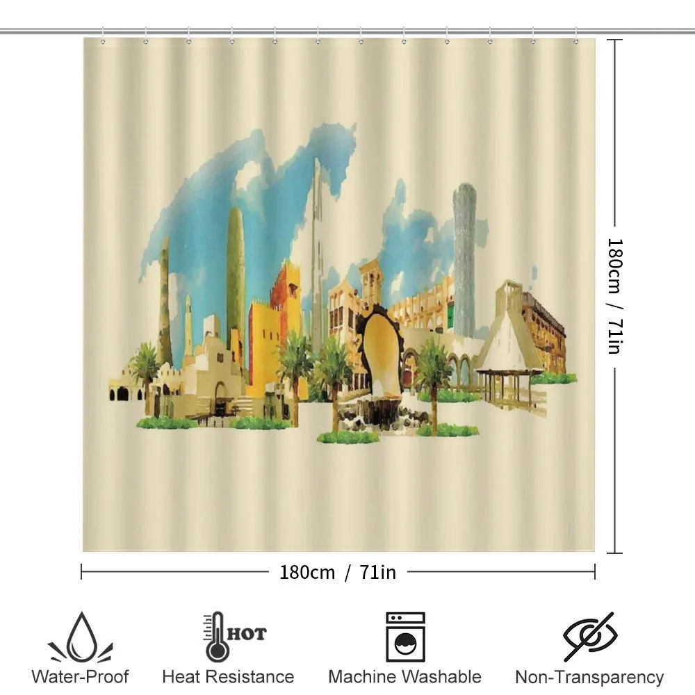 Doha Watercolor Panorama — Detail 2