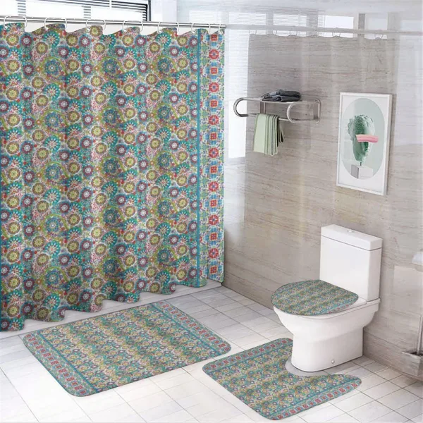 Festive Ethnic Themed Flourish Art on a shower curtain