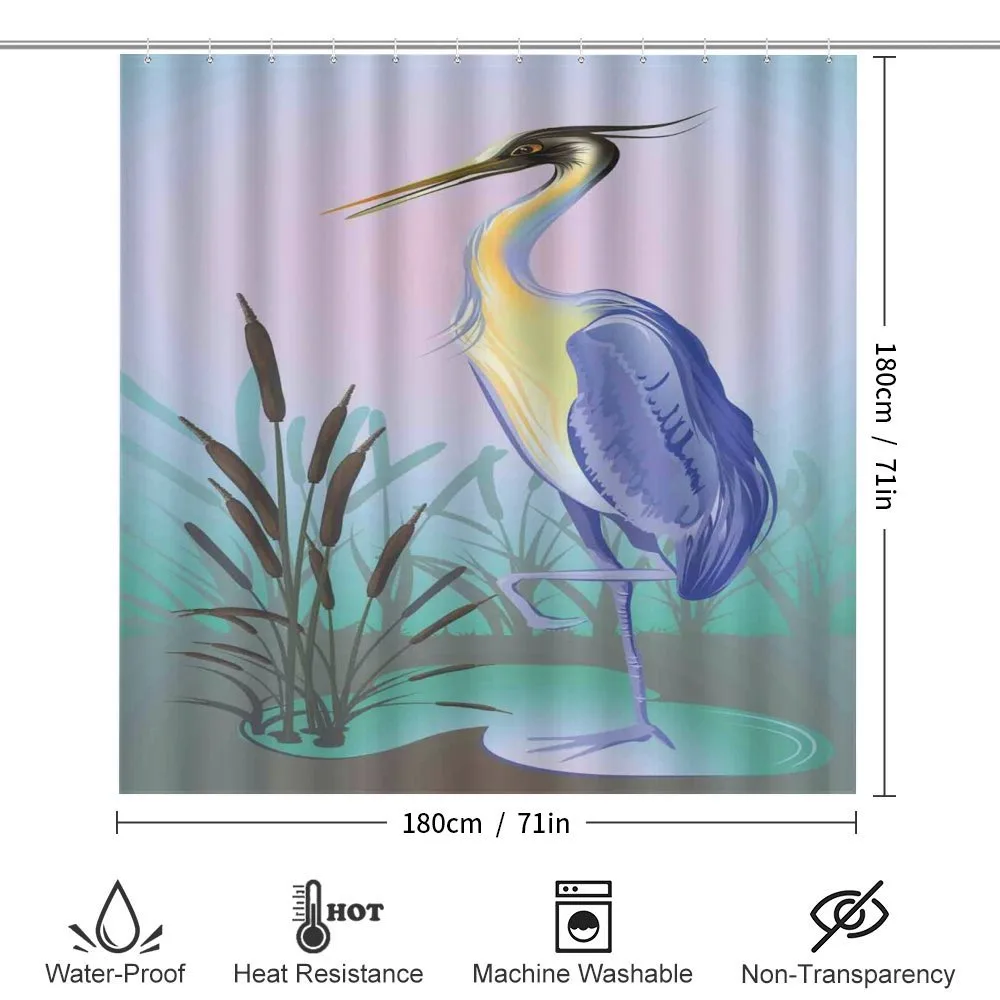 Heron with Reed Water — Detail 2