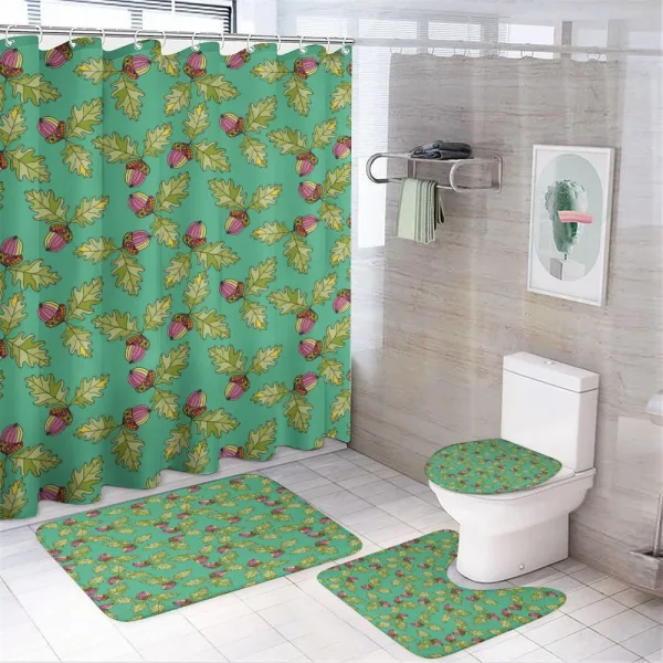 Jungle Acorns and Oak Leaves on a shower curtain