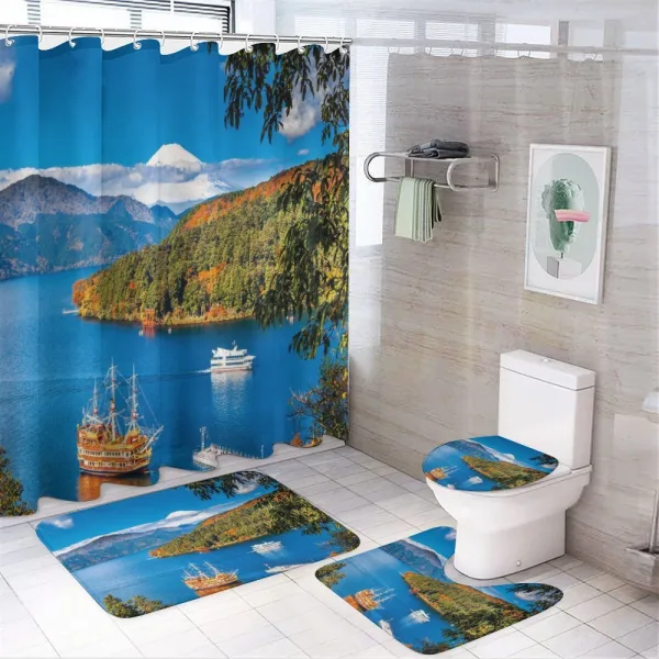 Lake Ashi in Japan on a shower curtain