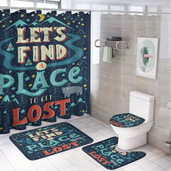Let's Get Lost Phrase on a shower curtain