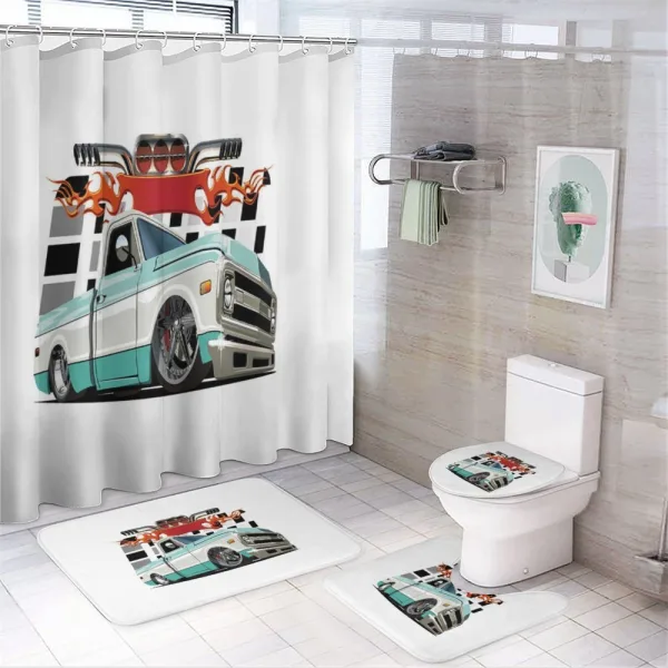 Lowrider Pickup Vehicle on a shower curtain