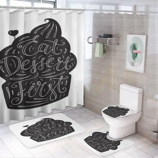 Monochrome Cupcake Doodle on a shower curtain