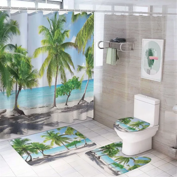 Palm Trees Island Shore on a shower curtain