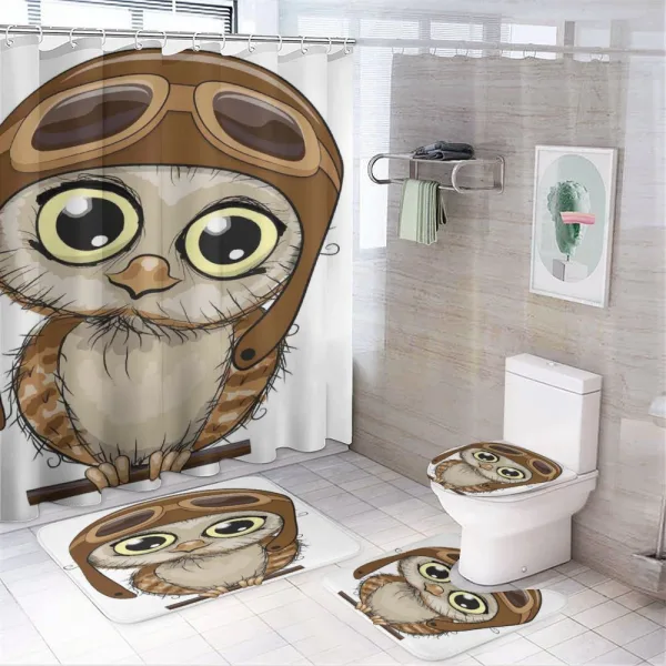 Pilot Hat Big Eyes Comic on a shower curtain