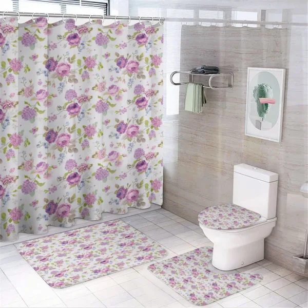 Roses and Violets on a shower curtain