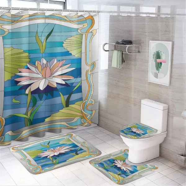 Stained Glass Lotus on a shower curtain