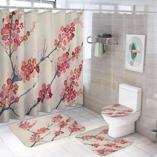 Vintage Sakura Flowers on a shower curtain