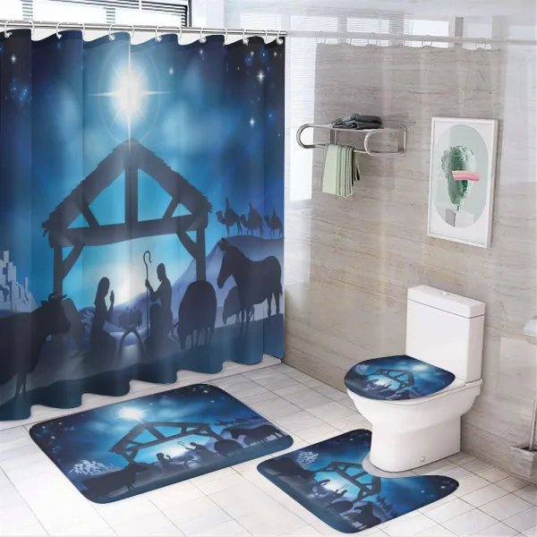 Birth Night Christmas Star on a shower curtain