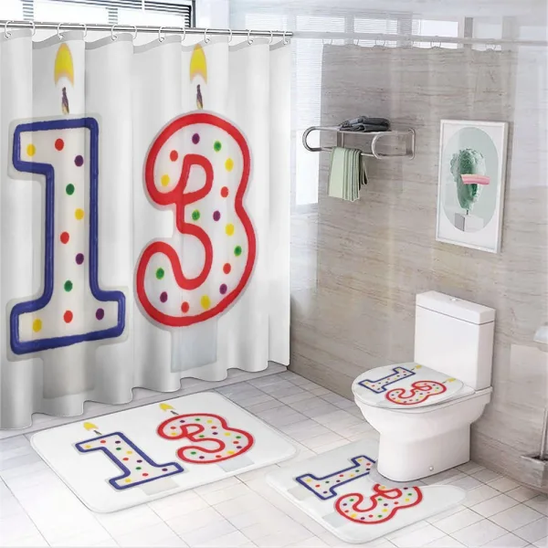 Candles 13 on a shower curtain