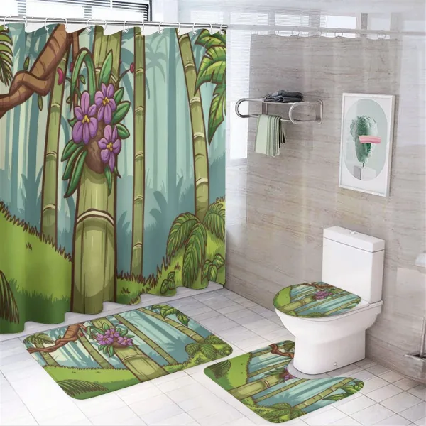 Colorful Jungle Cartoon on a shower curtain