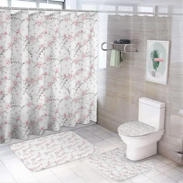Falling Magnolia Pattern on a shower curtain