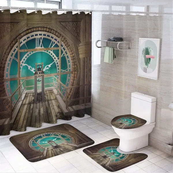 Fantasy Clock Tower on a shower curtain