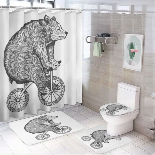 Funny Circus Bear Art on a shower curtain