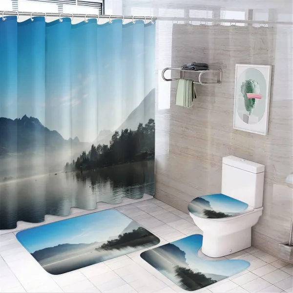 Lake Annecy France Sky on a shower curtain