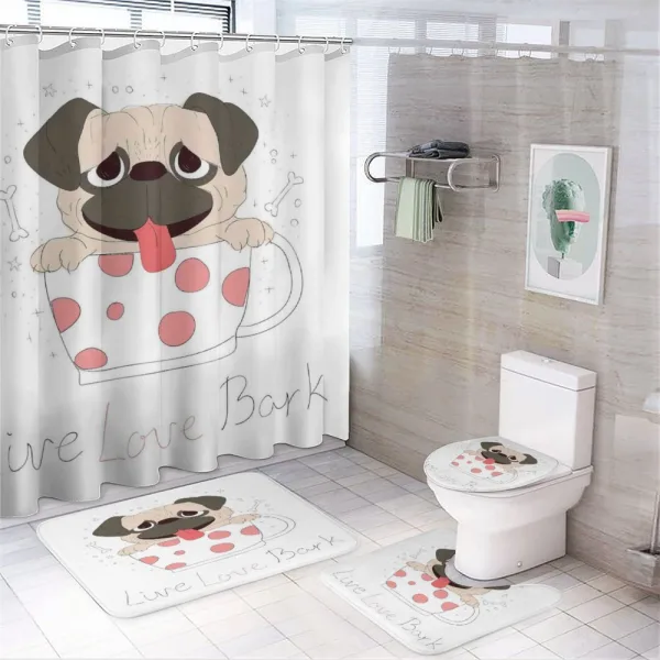Live Love Bark Words Funny on a shower curtain