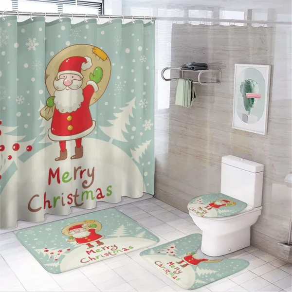 Merry Xmas Snowy Forest on a shower curtain