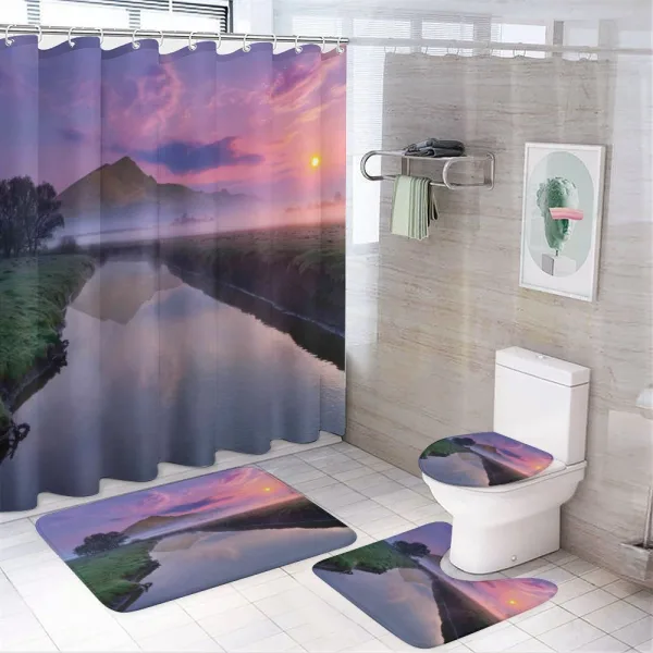 Misty Sunrise Sunnny Sky on a shower curtain