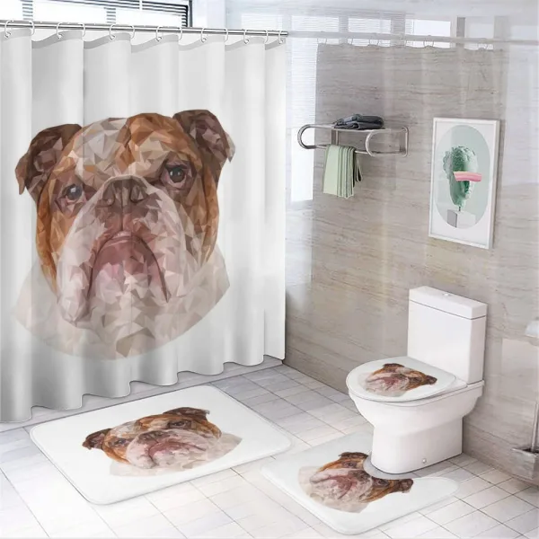 Polygon Dog on a shower curtain