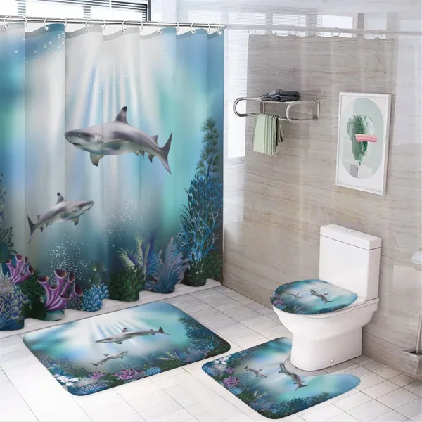Sharks Coral Aquatic on a shower curtain