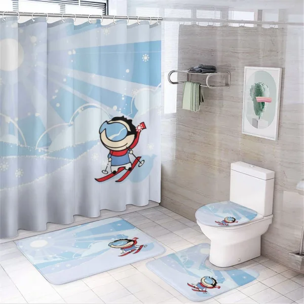 Skiing Boy Sunshine on a shower curtain