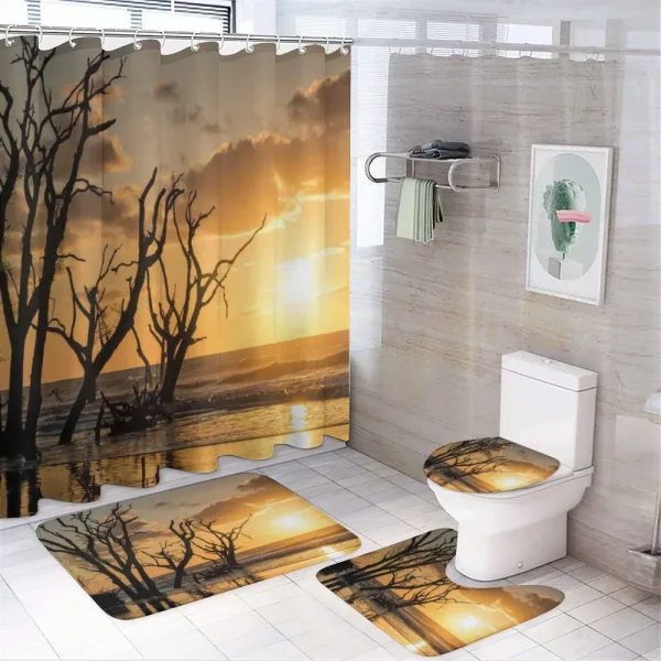 Sunrise at Beach Trees on a shower curtain