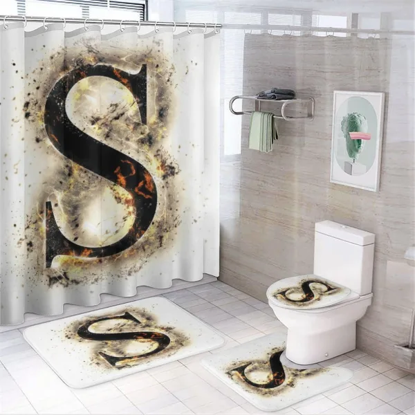 Uppercase S Fiery Hot on a shower curtain