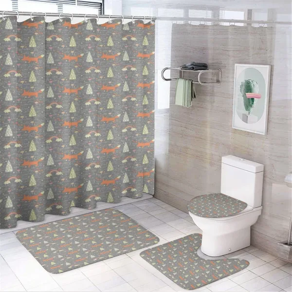 Doodle Wildlife Print on a shower curtain