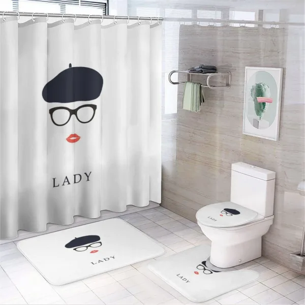 French Woman Wearing Glasses on a shower curtain