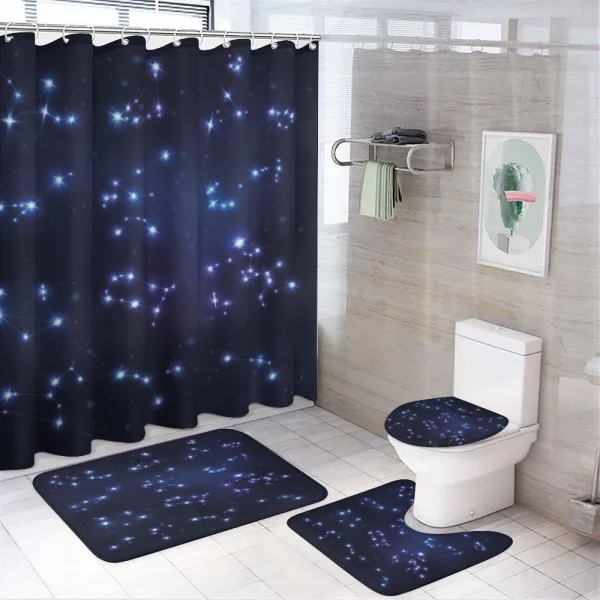 Galaxy and Signs on a shower curtain