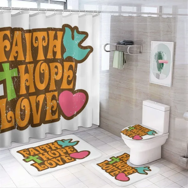 Grunge Faith Hope Words on a shower curtain