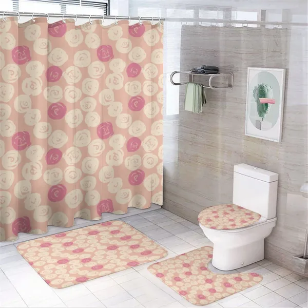 Grunge Rose Petal Rounds on a shower curtain