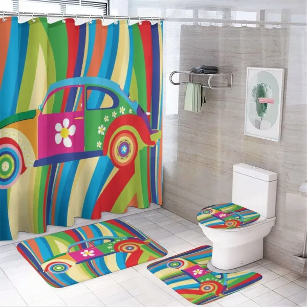 Hippie Style Classic Car on a shower curtain