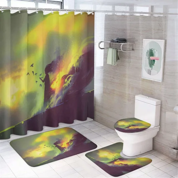 House in Flames Magic on a shower curtain