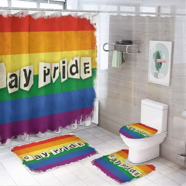 LGBT Parade Retro Style on a shower curtain