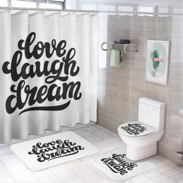 Love Laugh Dream Calligraphy on a shower curtain