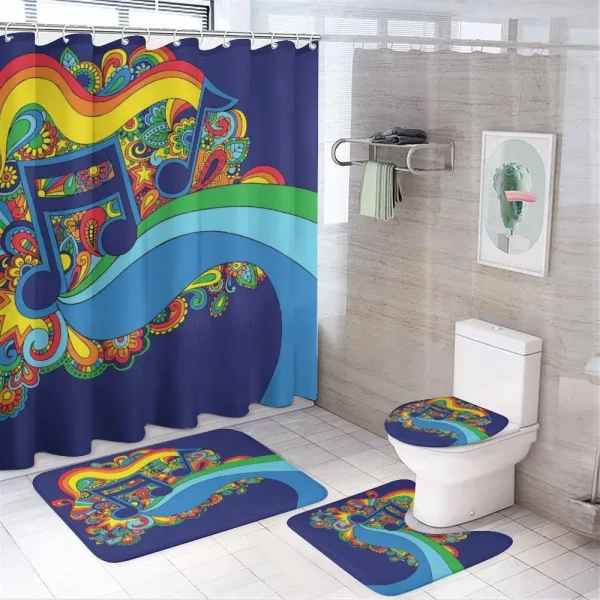 Notes on a Blue Background on a shower curtain