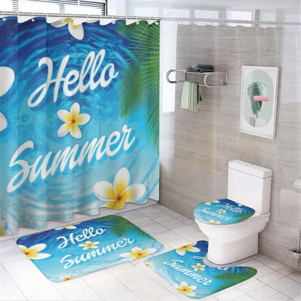 Palm Leaves Plumeria on a shower curtain