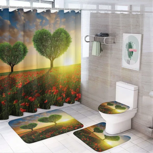 Poppies Heart Trees on a shower curtain
