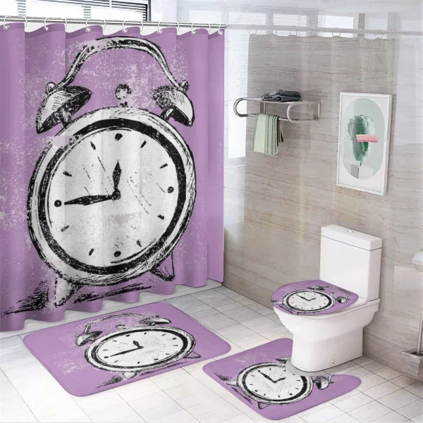 Retro Alarm Clock Grunge on a shower curtain