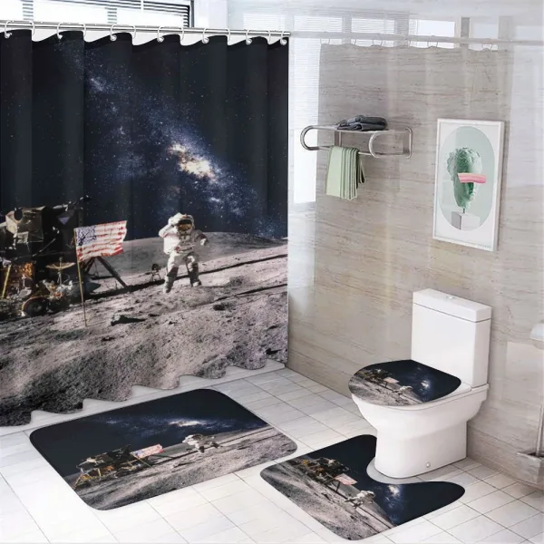 Rocket Travelling Space on a shower curtain