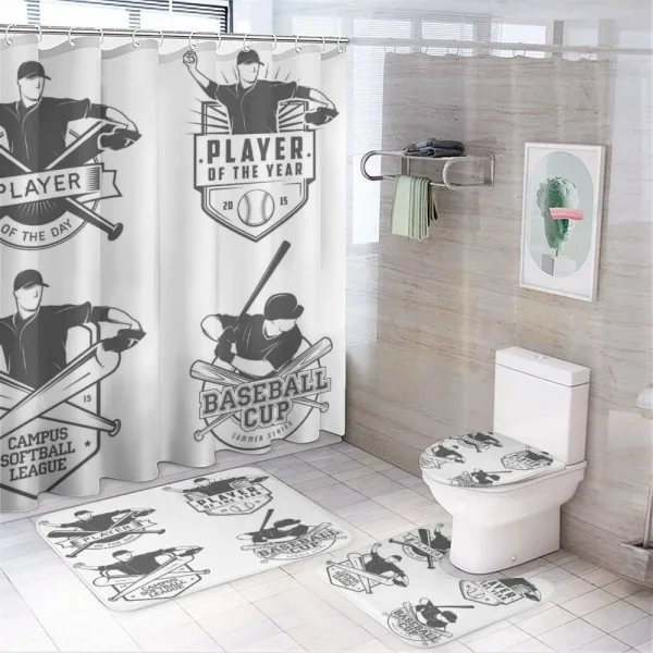 Baseball and Softball on a shower curtain